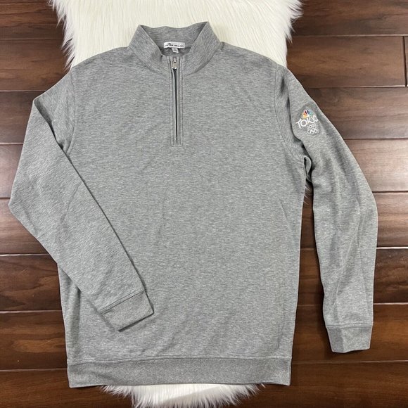 Peter Millar Size XL Gray 2020 Tokyo Olympics Quarter Zip Pullover Shirt - Picture 1 of 10